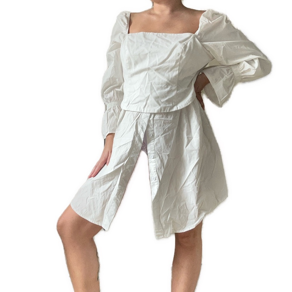 Missguided white t shirt blouse dress